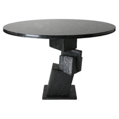 Cubus Sculptural Center Table by Benediko, Black Plaster and Marble, Custom