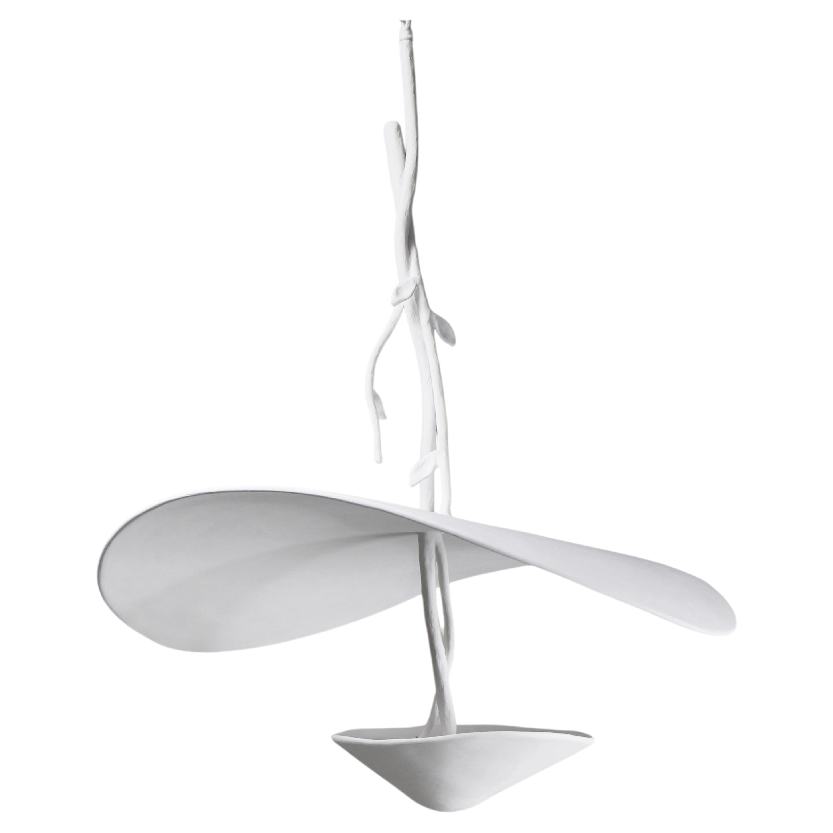 Sculptural "Serene" Pendant Light, White Plaster, Handmade by Benediko