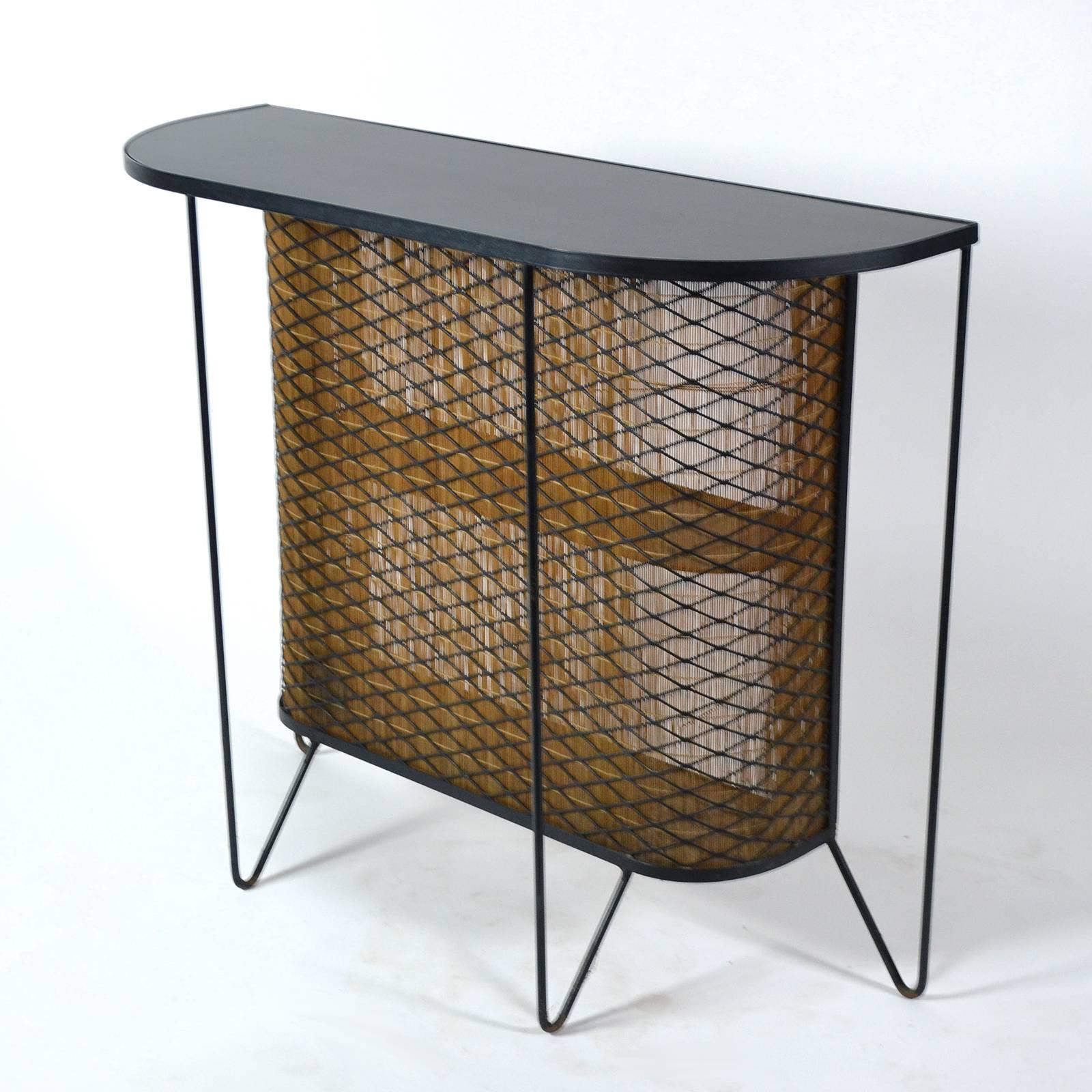 Mid-Century Modern Frederick Weinberg Iron and Bamboo Bar