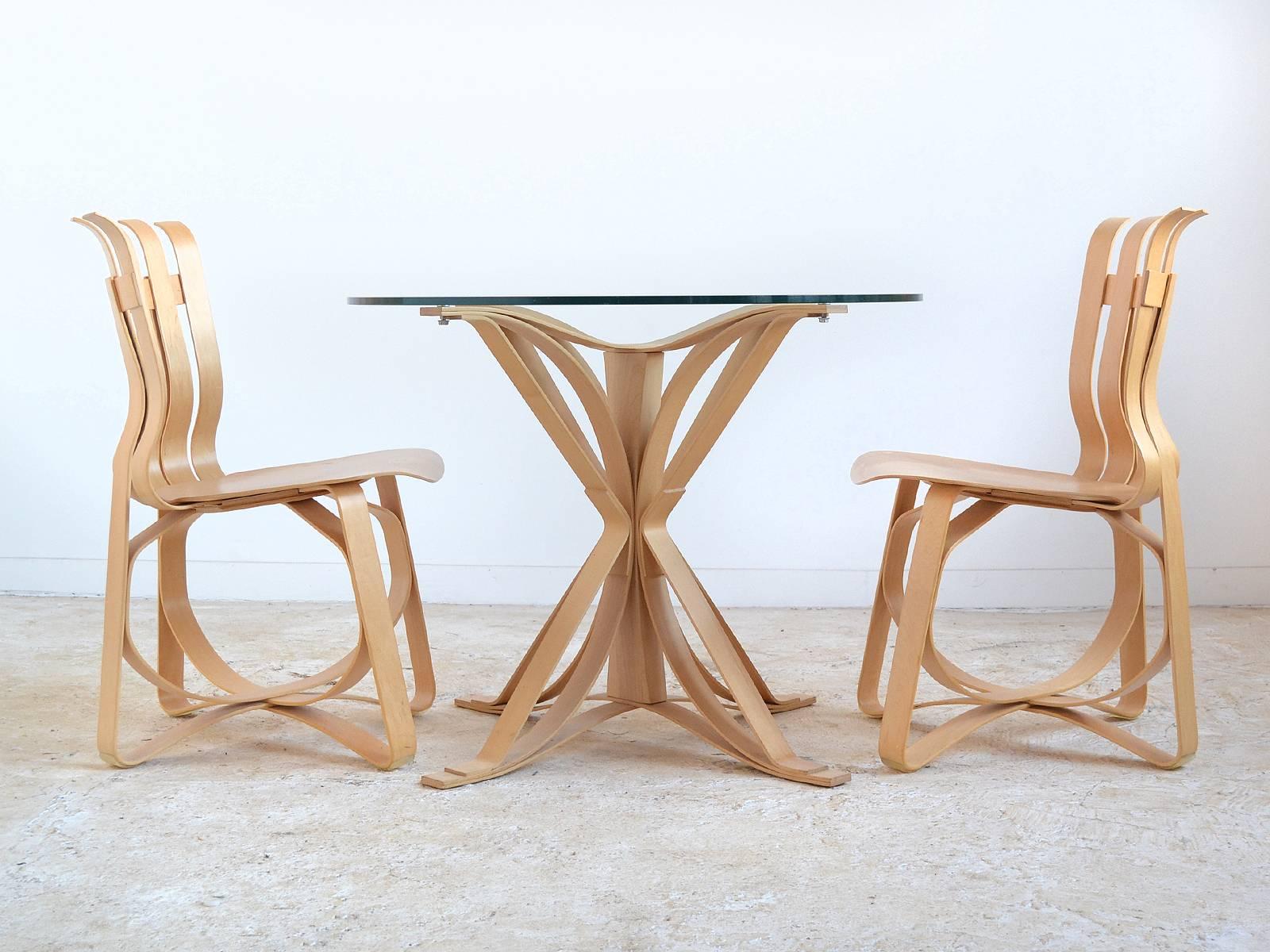 Glass Frank Gehry Dining Table and Chairs by Knoll