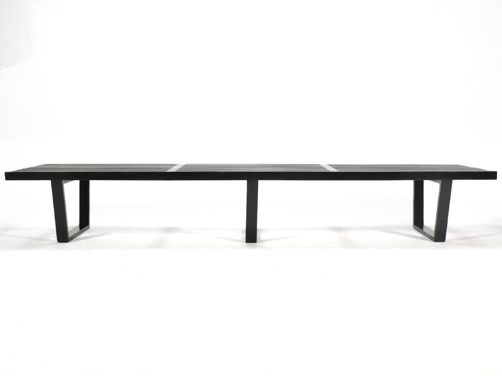 Established as an icon of Mid-Century design, Nelson's slat platform bench has been proven a highly functional and beautiful form. George Nelson originally created it as a versatile piece to serve as a table, a bench or a platform for case goods. In