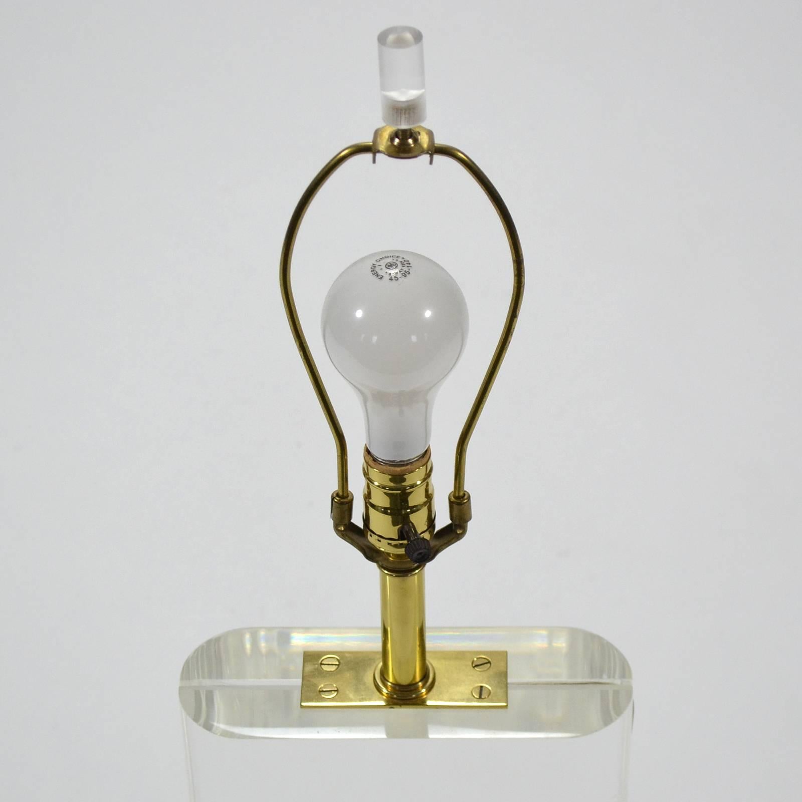 Hollywood Regency Stunning Lucite Table Lamp in the Manner of Karl Springer For Sale