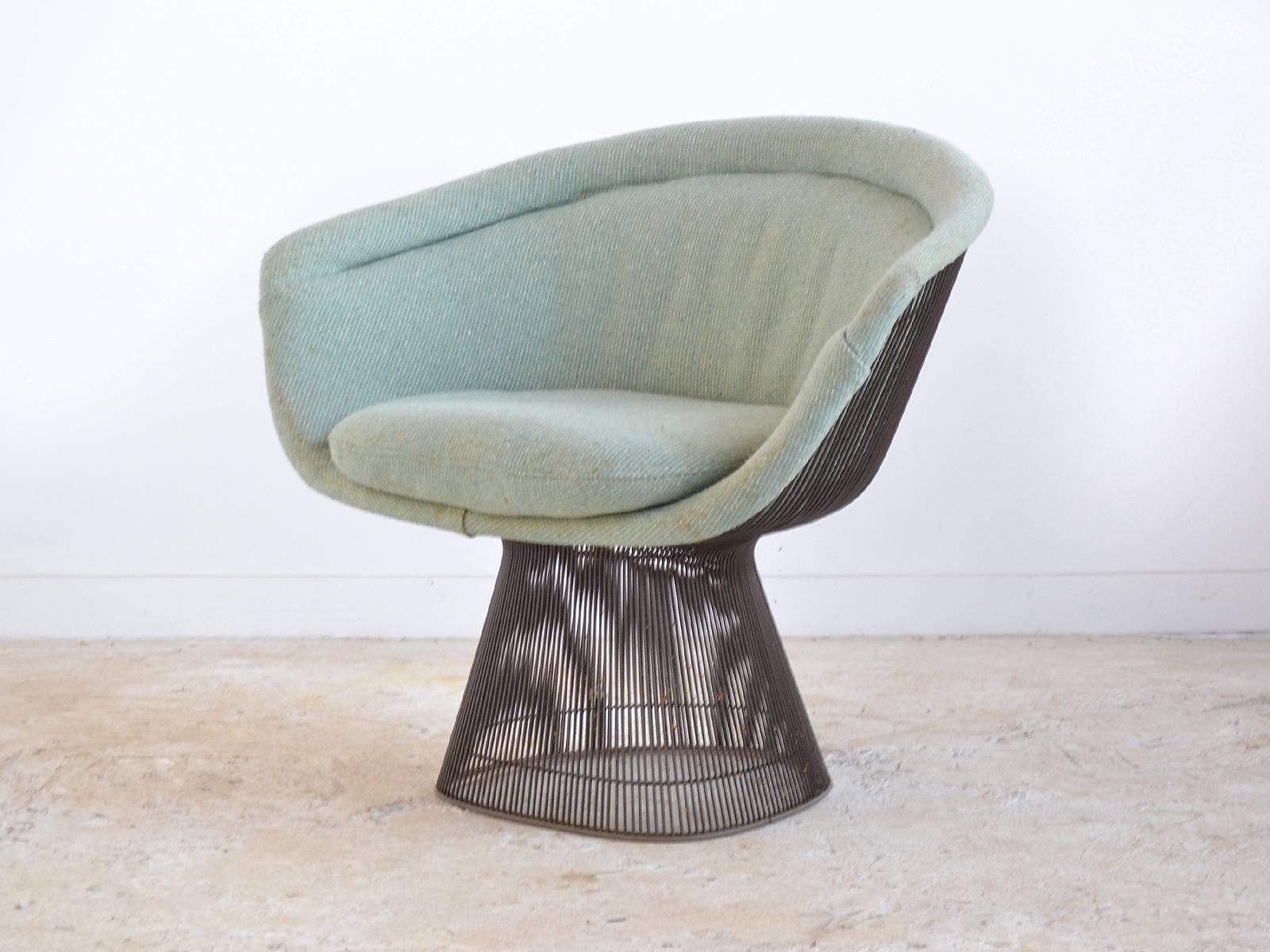 Warren Platner Three Bronze Lounge Chairs by Knoll In Good Condition In Highland, IN