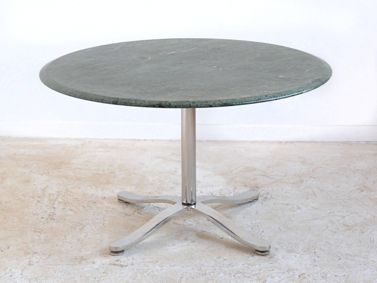 Stainless Steel Nicos Zographos Table with Marble Top