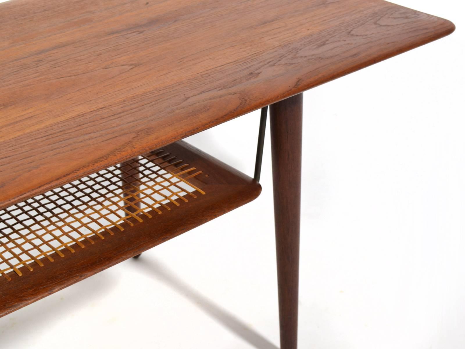 Peter Hvidt & Orla Mølgaard Nielsen Coffee Table with Cane Shelf In Good Condition In Highland, IN