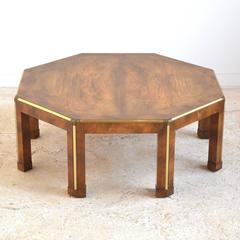 Baker Octagonal Burled Walnut Coffee Table