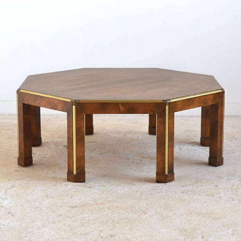 Baker Octagonal Burled Walnut Coffee Table at 1stdibs