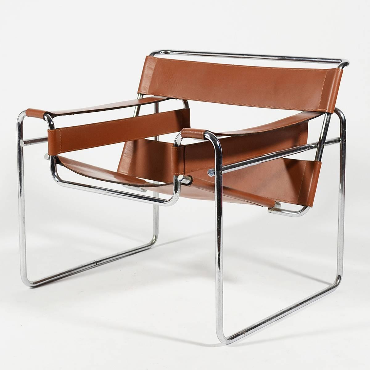 Leather Marcel Breuer Pair of Early Wassily Chairs by Knoll