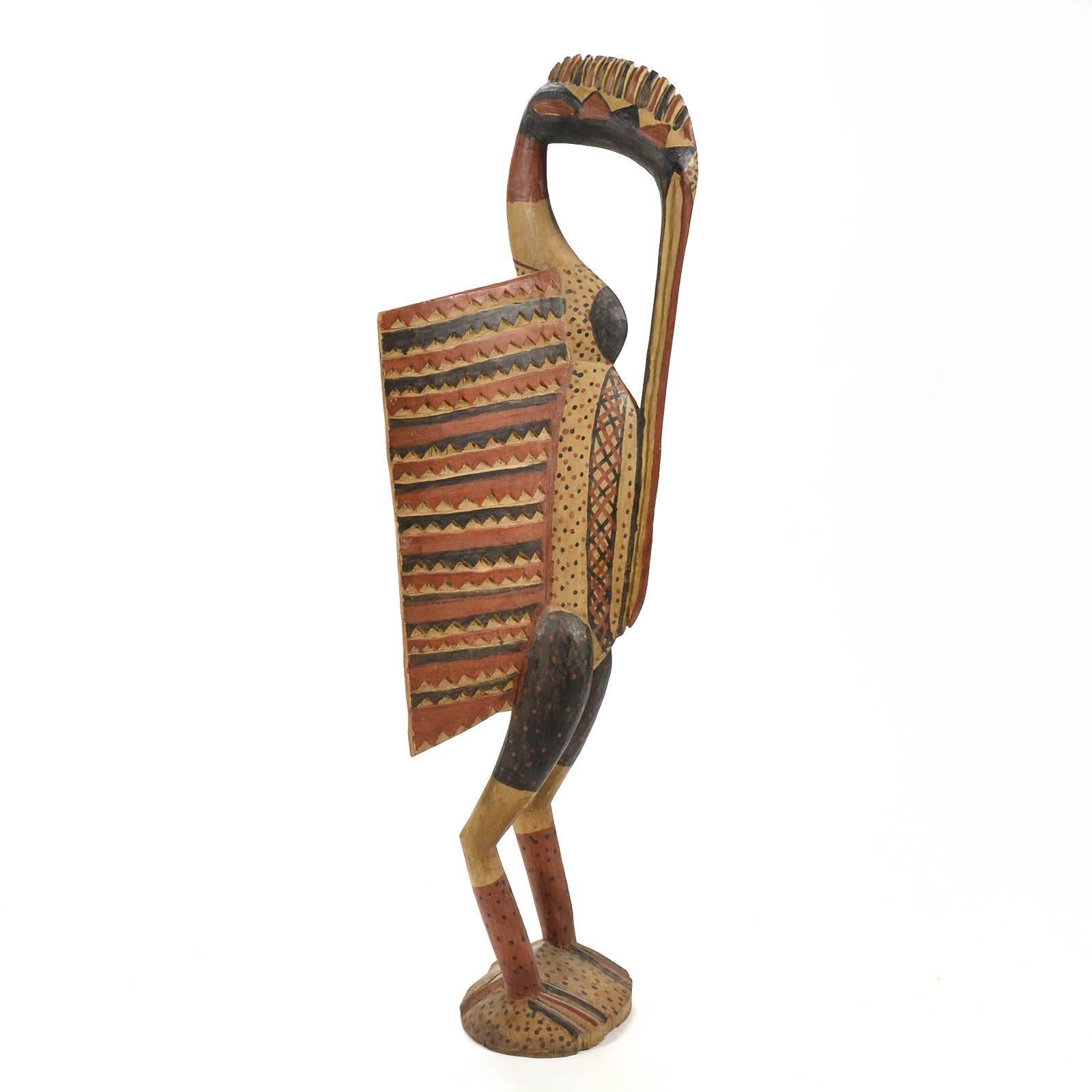 Late 20th Century African Carved Hornbill Statue from the Ivory Coast