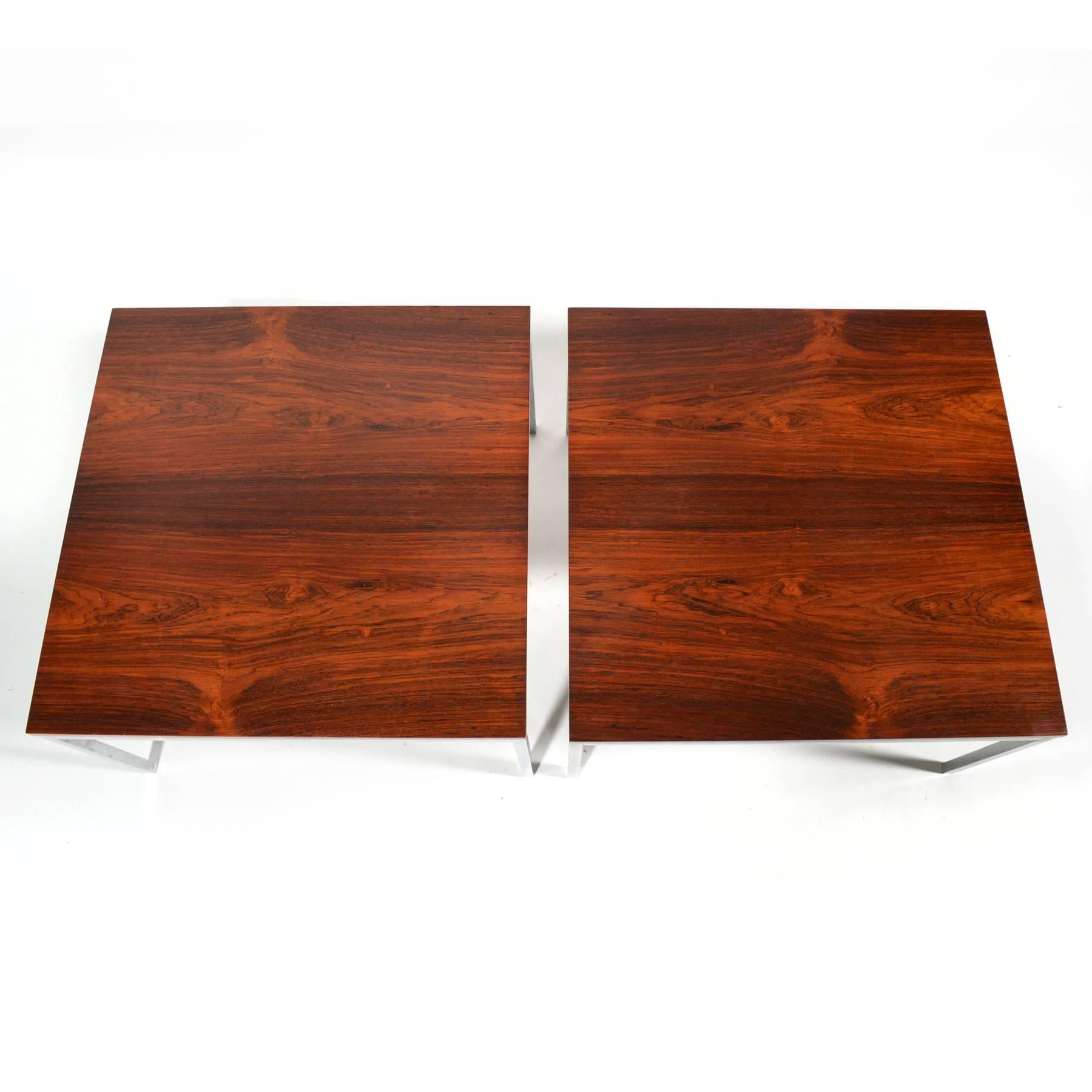 Florence Knoll Side Tables with Matched Rosewood Tops 3
