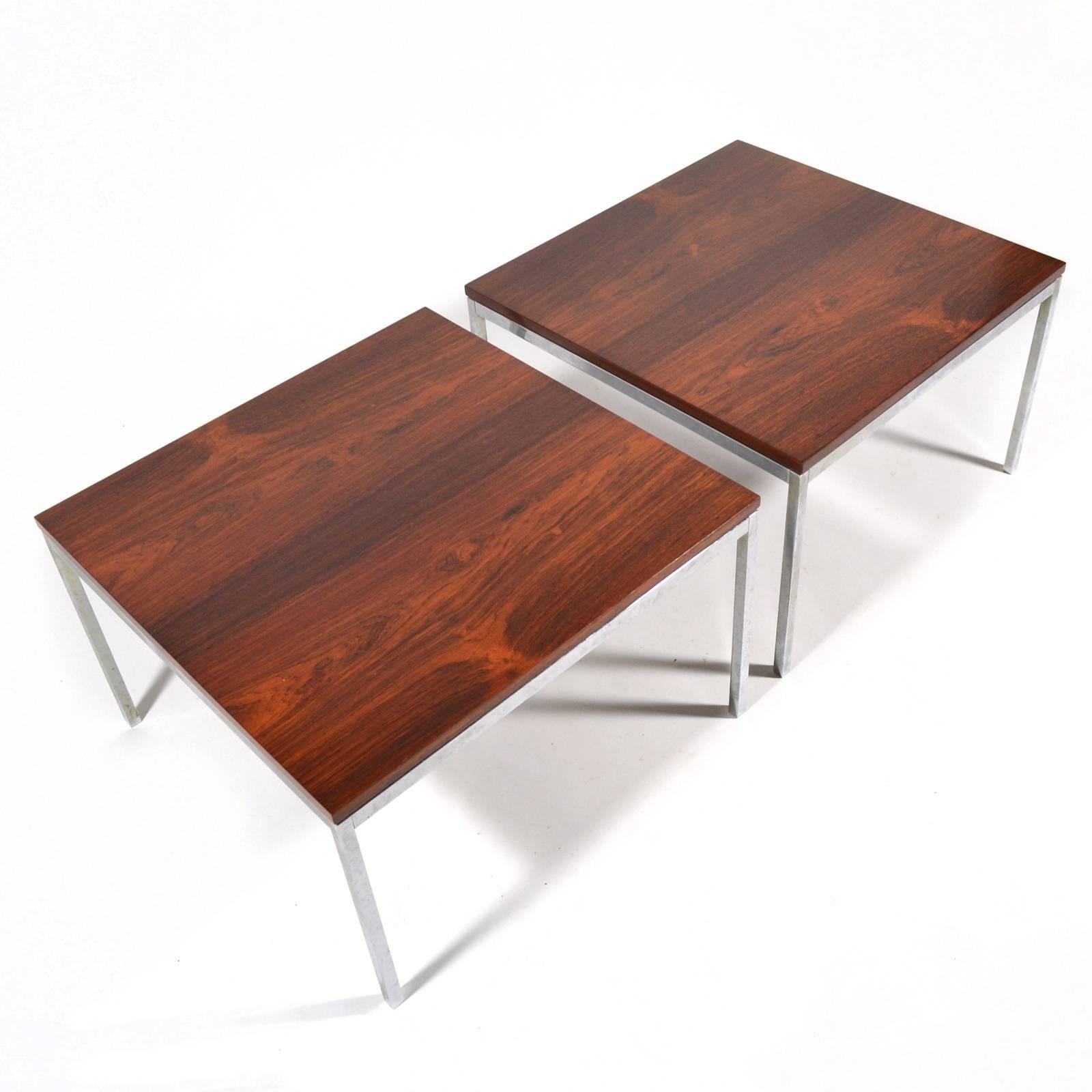 Florence Knoll Side Tables with Matched Rosewood Tops 4