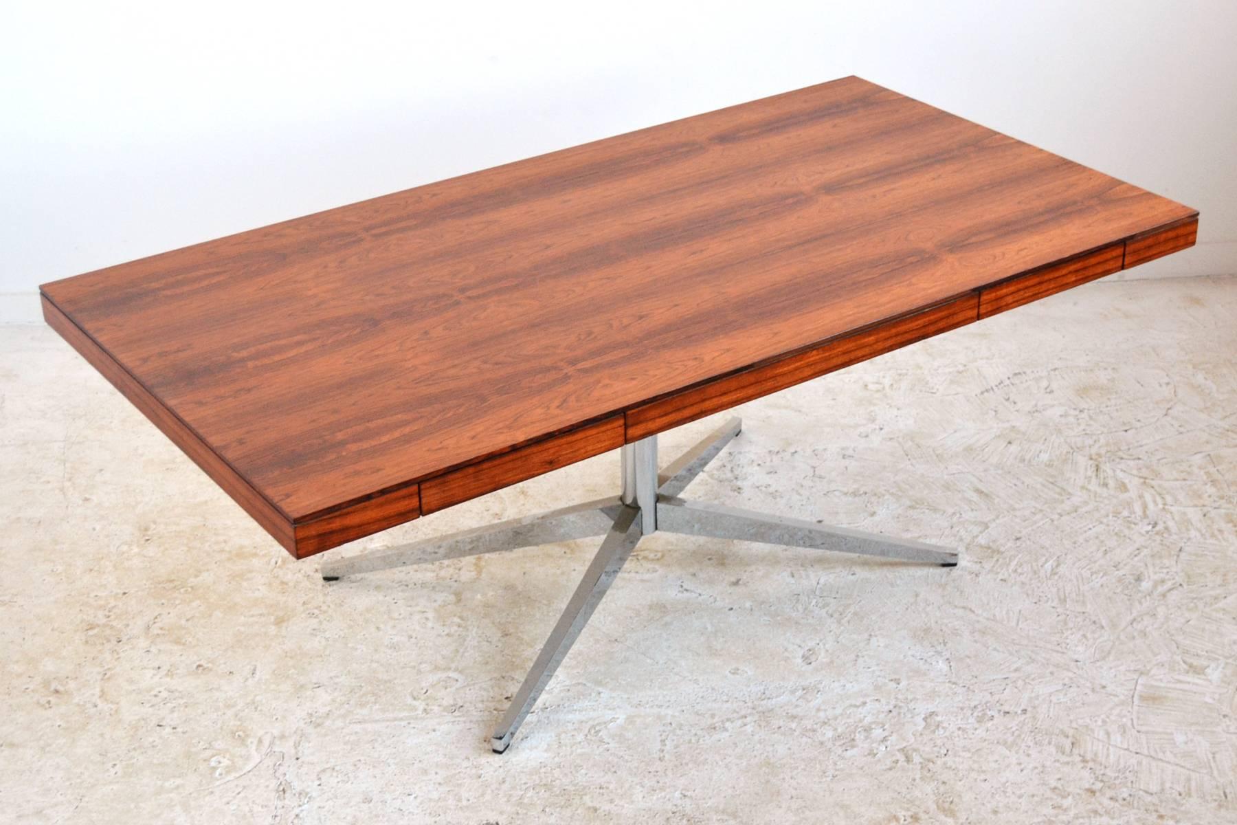 Florence Knoll Partner's Desk with Rosewood Top In Good Condition In Highland, IN