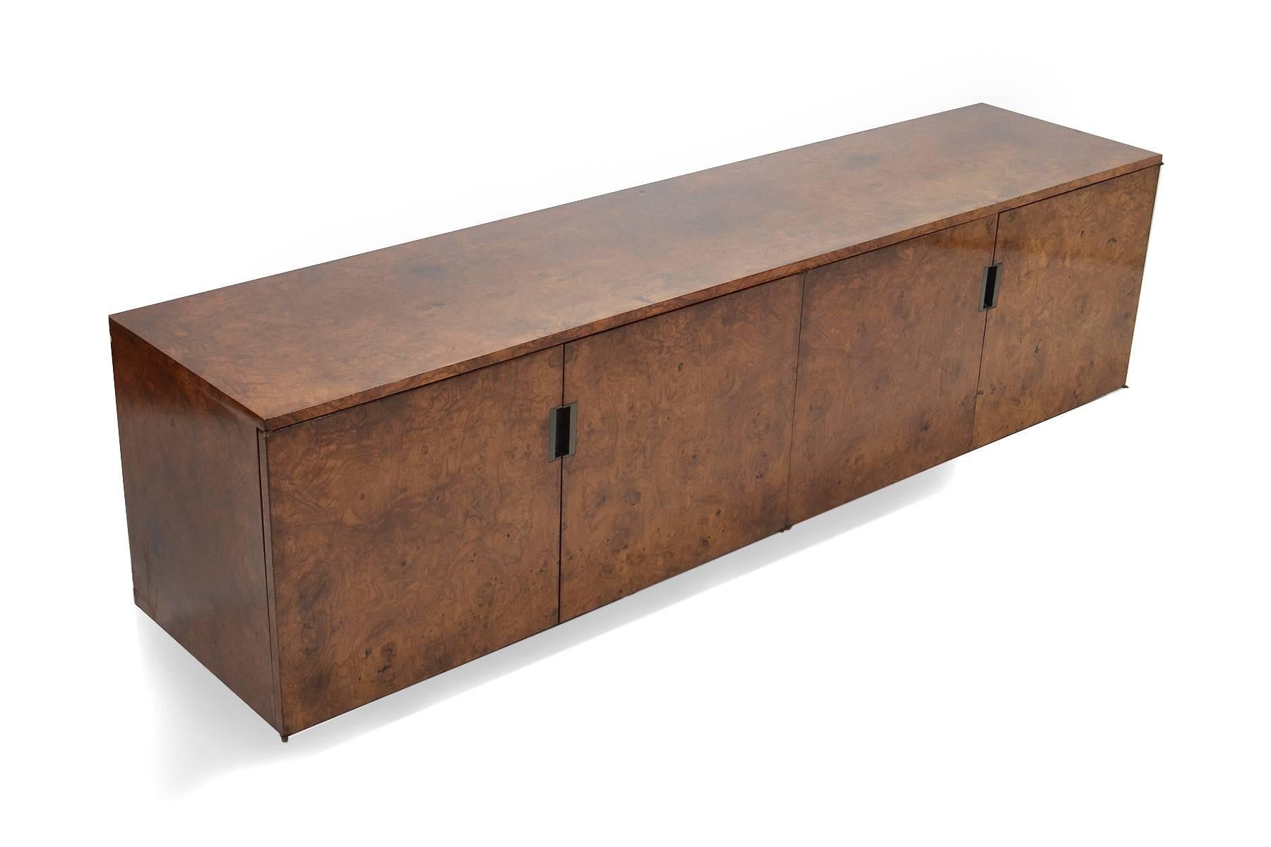 American Roger Sprunger Burled Wood Wall-Mounted Credenza by Dunbar