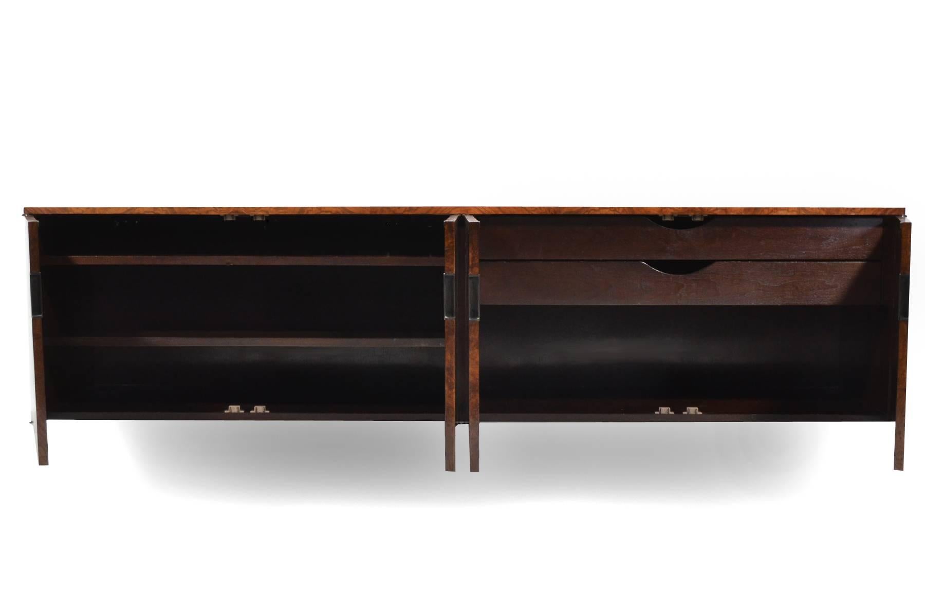 Roger Sprunger Burled Wood Wall-Mounted Credenza by Dunbar 1