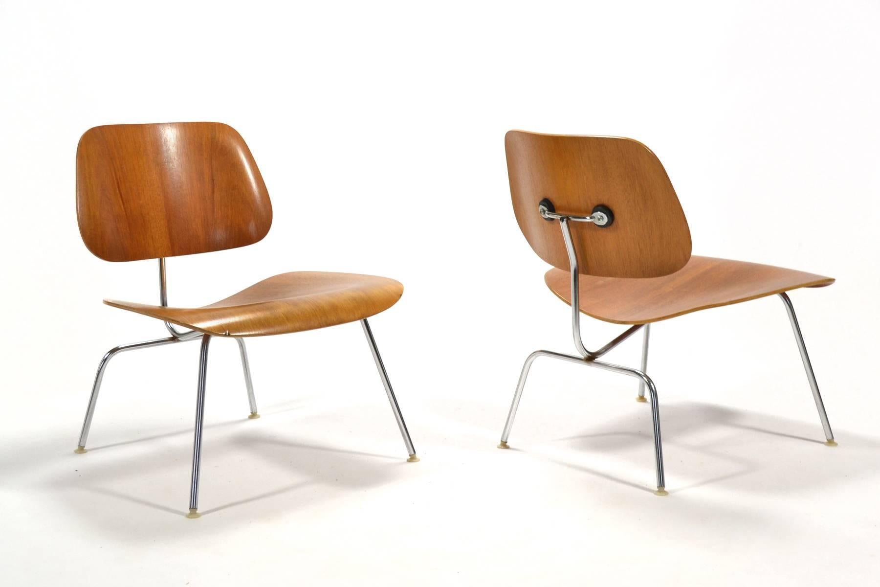 Mid-Century Modern Pair of Teak Eames LCM Lounge Chairs by Herman Miller