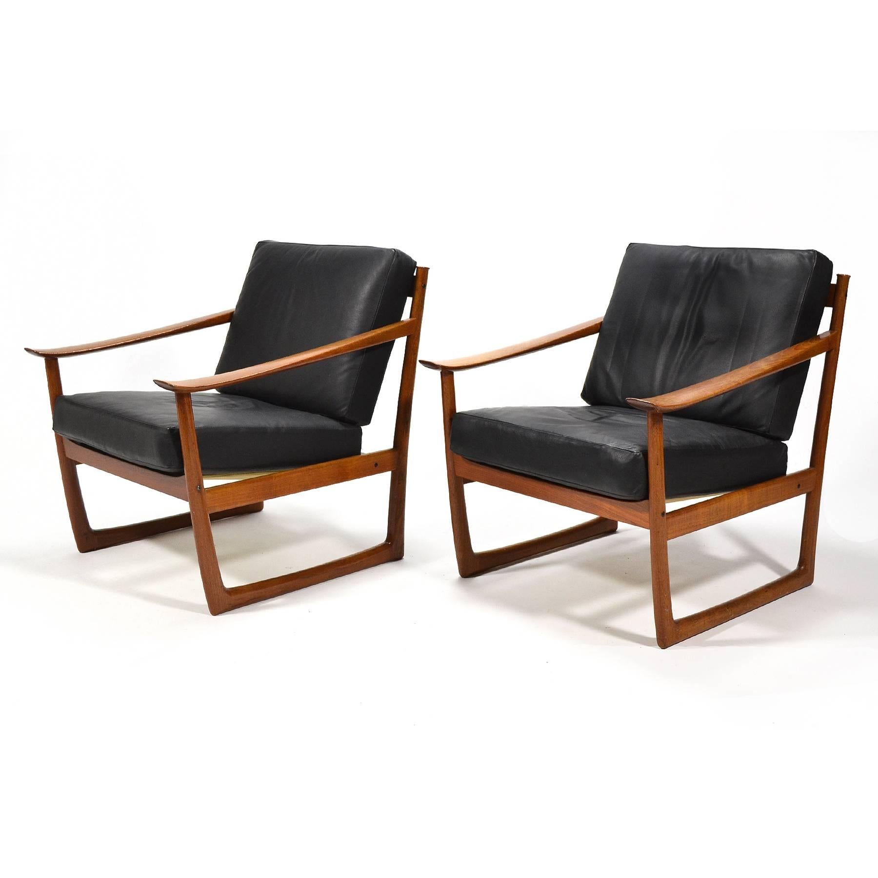 Danish Peter Hvidt & Orla Mølgaard Nielsen Lounge Chairs by France & Son