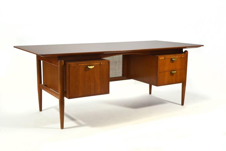 Finn Juhl Double Pedestal Desk By Baker For Sale At 1stdibs