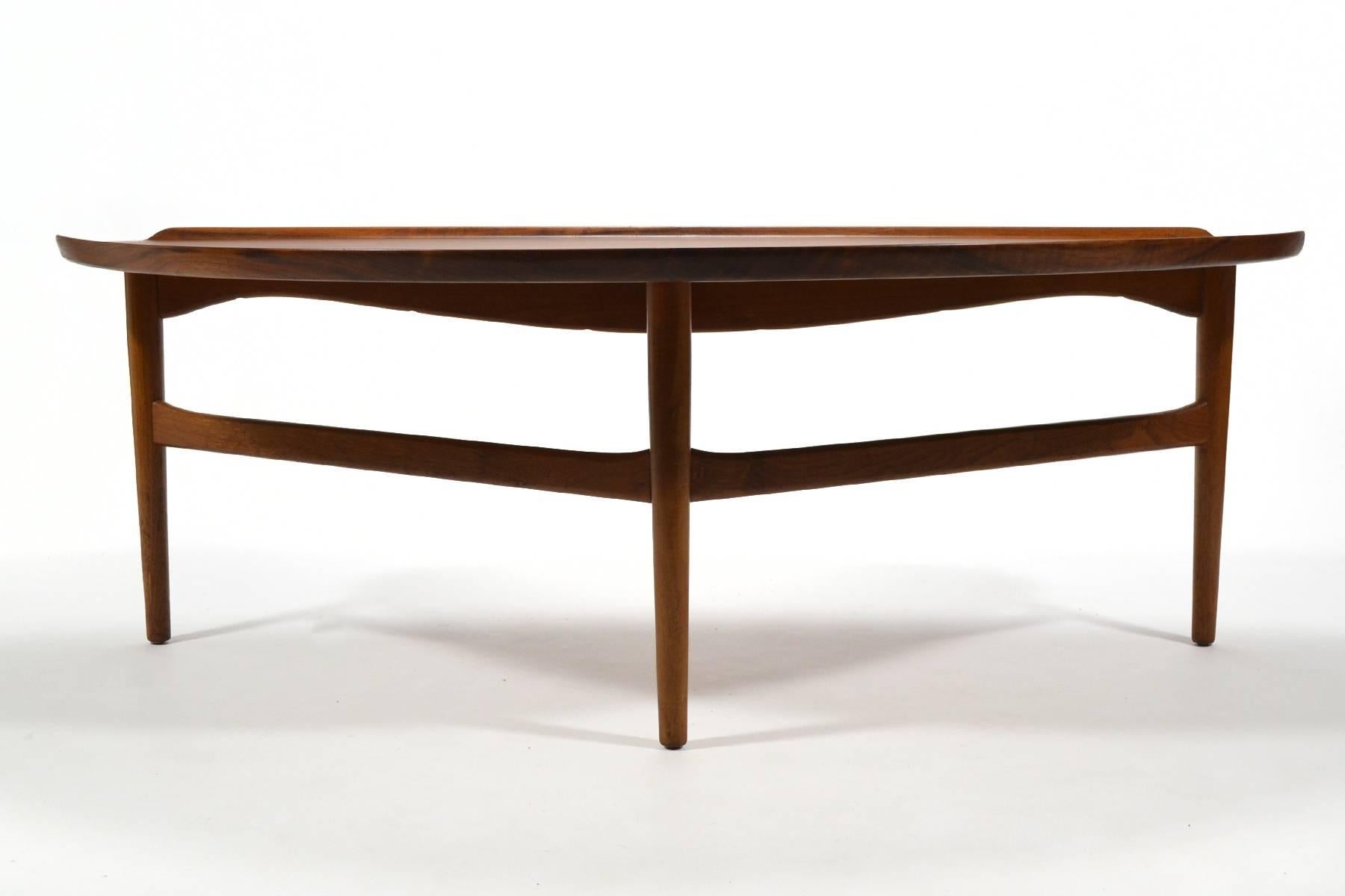 Scandinavian Modern Finn Juhl Teak Coffee Table by Baker