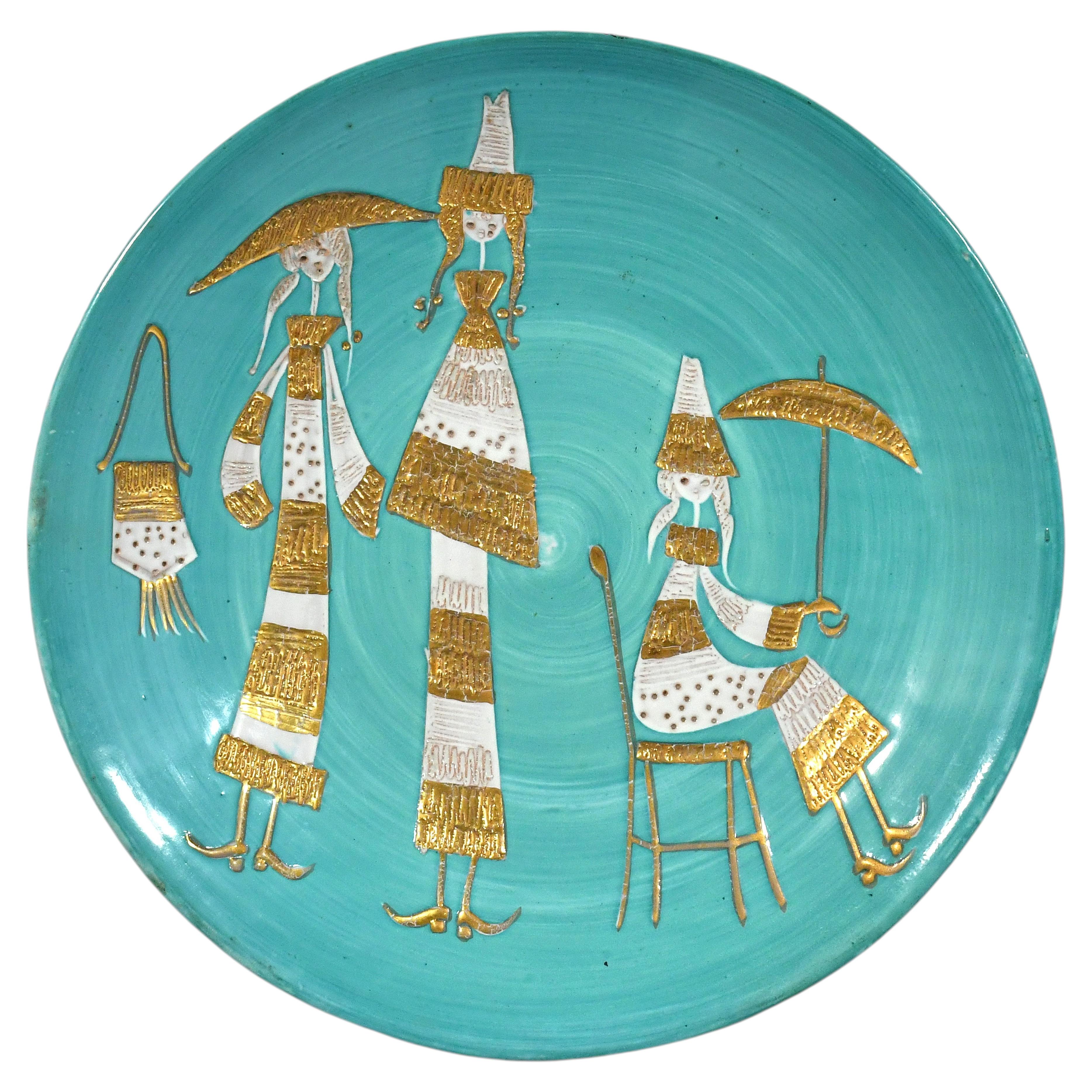 Italian Ceramic Charger Attributed to Fratelli Fanciullacci For Sale