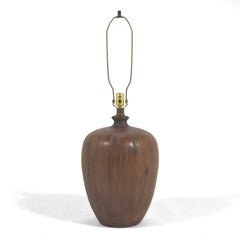 Large Ceramic Table Lamp with Matte Brown Glaze