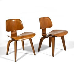 Pair of Early Eames DCW Side Chairs by Herman Miller
