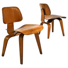 Pair of Early Eames DCW Side Chairs by Herman Miller