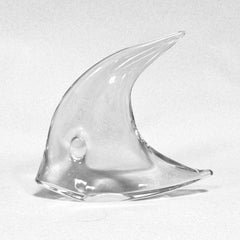 Large French Daum Crystal Angelfish Sculpture