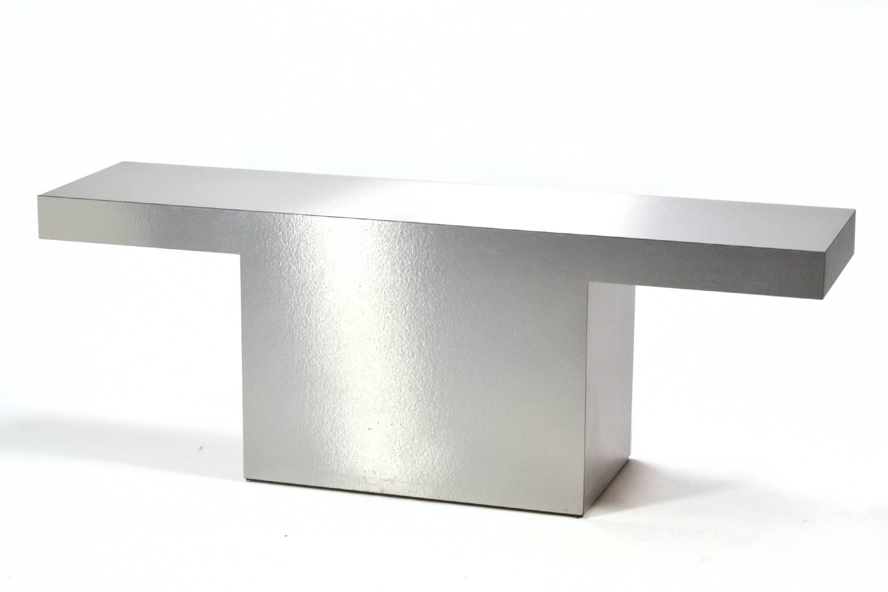American Silver Minimalist Console Table For Sale