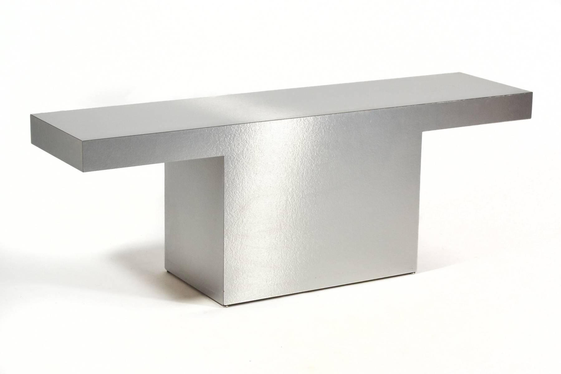 Silver Minimalist Console Table For Sale 1