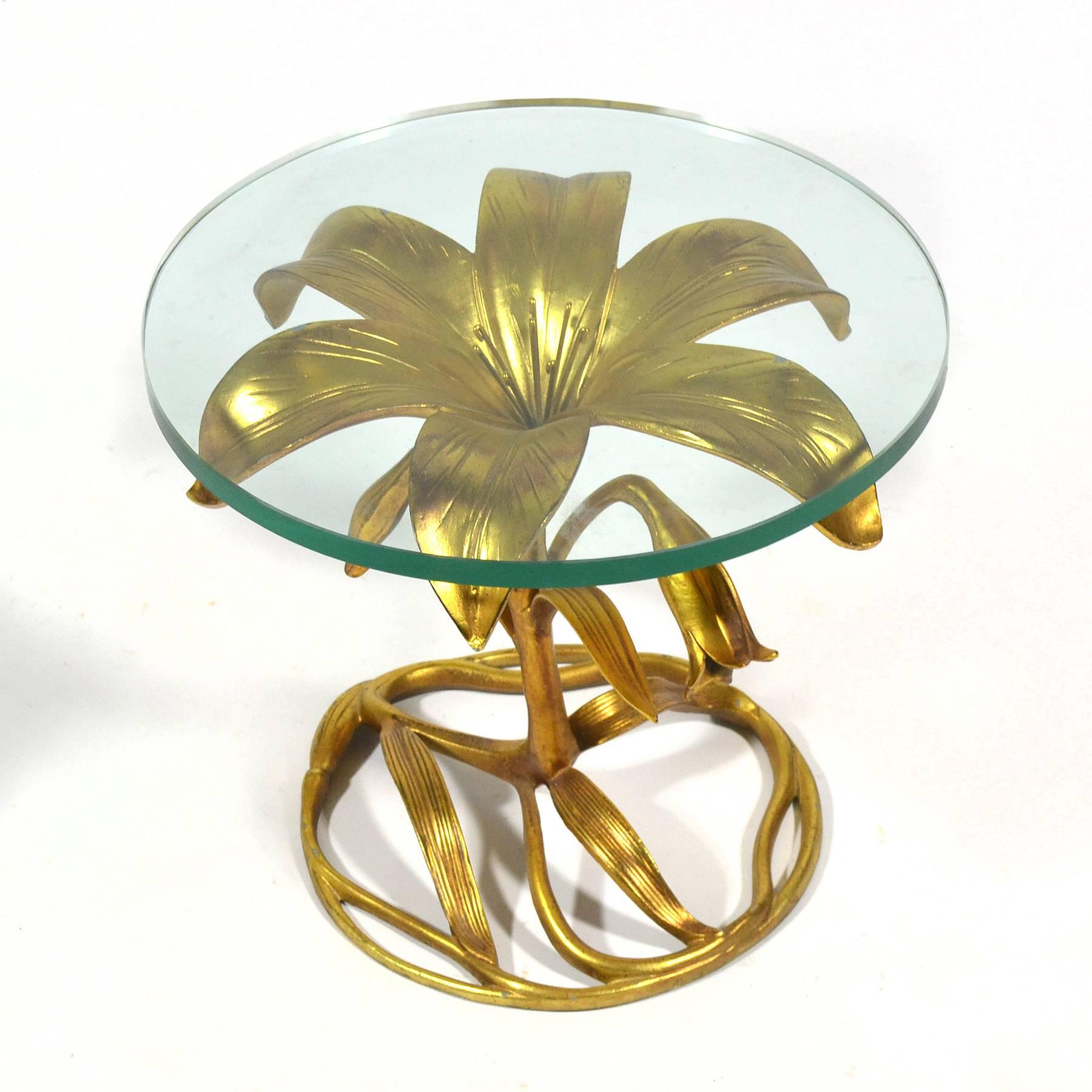 American Arthur Court Gilded Lilly Side Table
