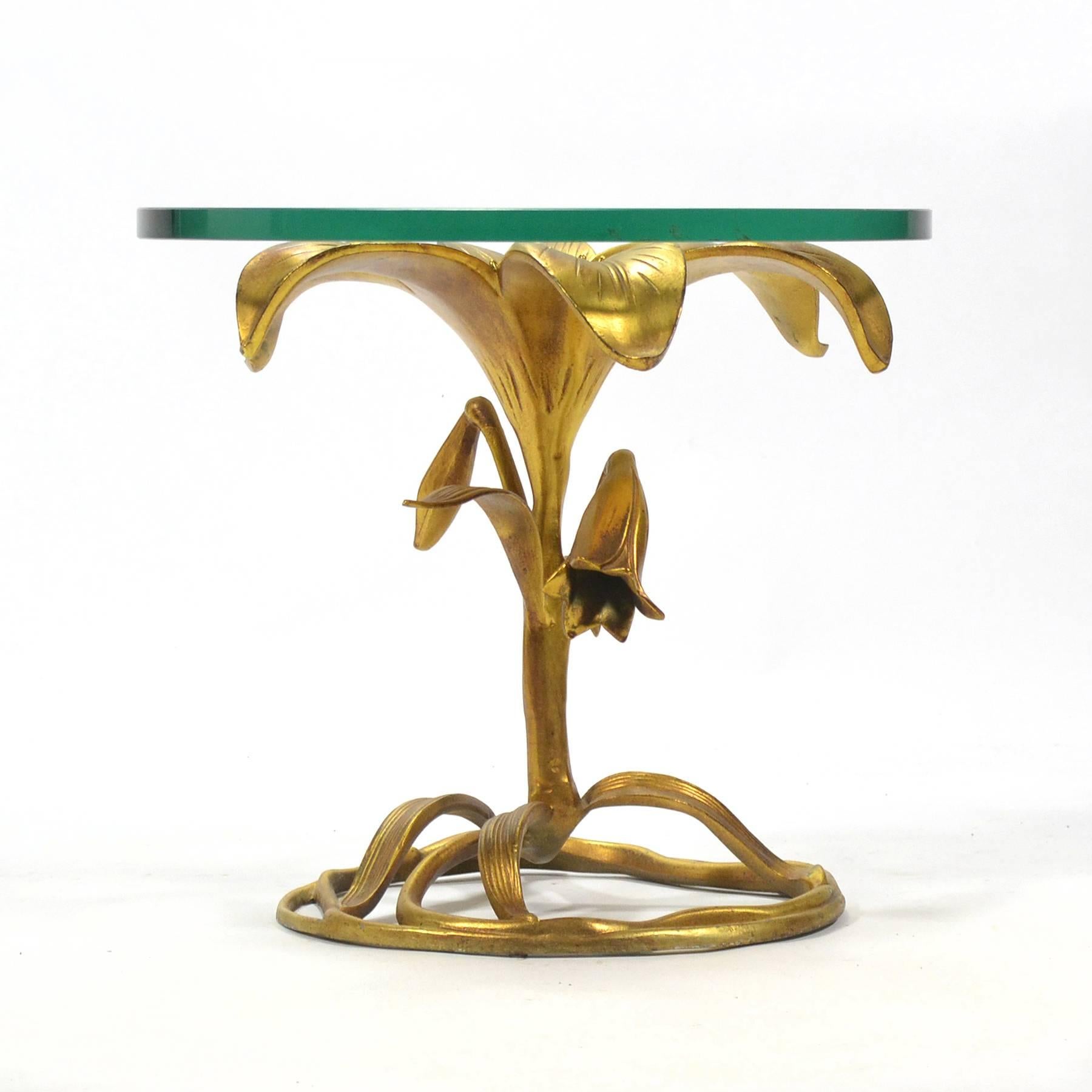 Late 20th Century Arthur Court Gilded Lilly Side Table