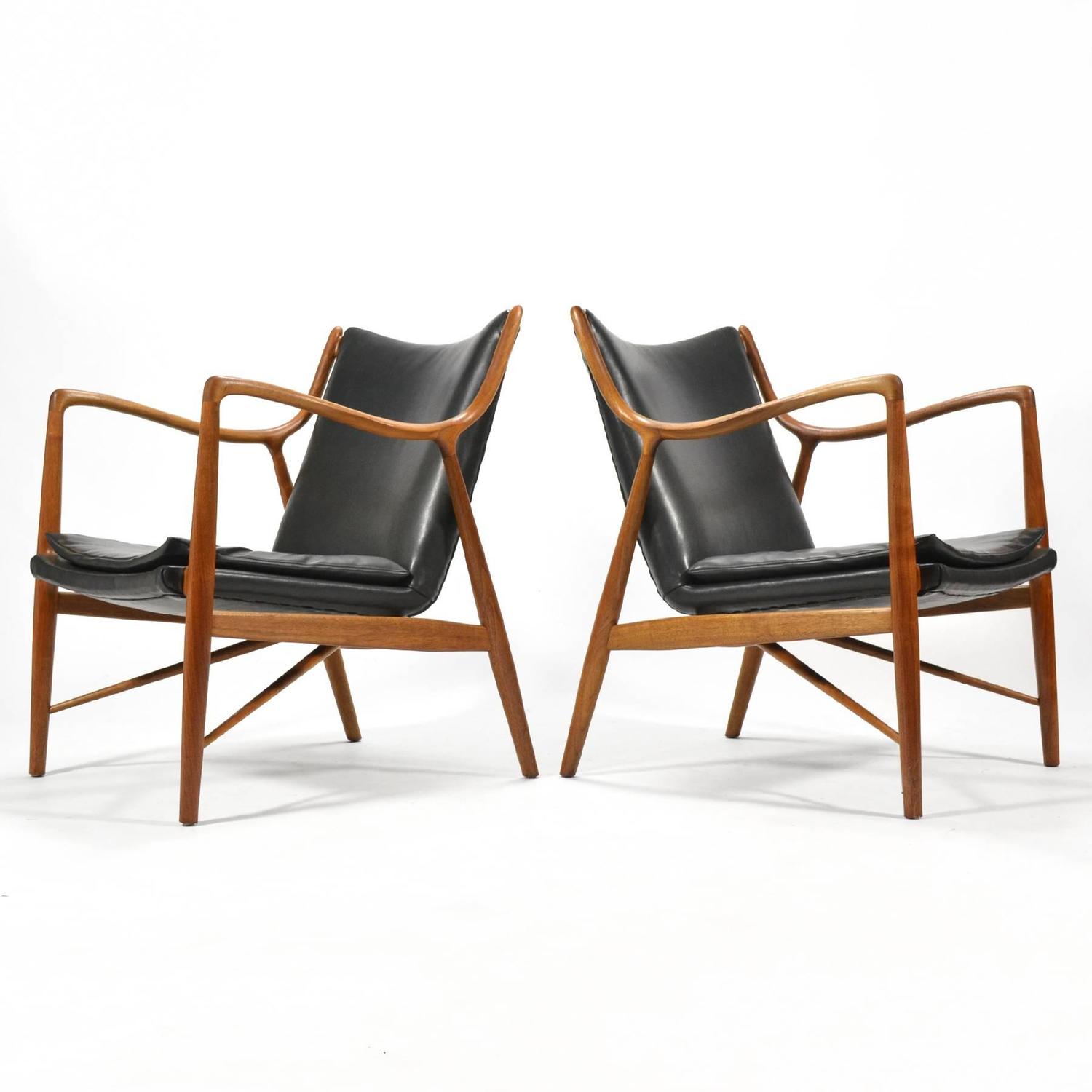 Finn Juhl Pair of No. 45 Easy Chairs For Sale at 1stdibs