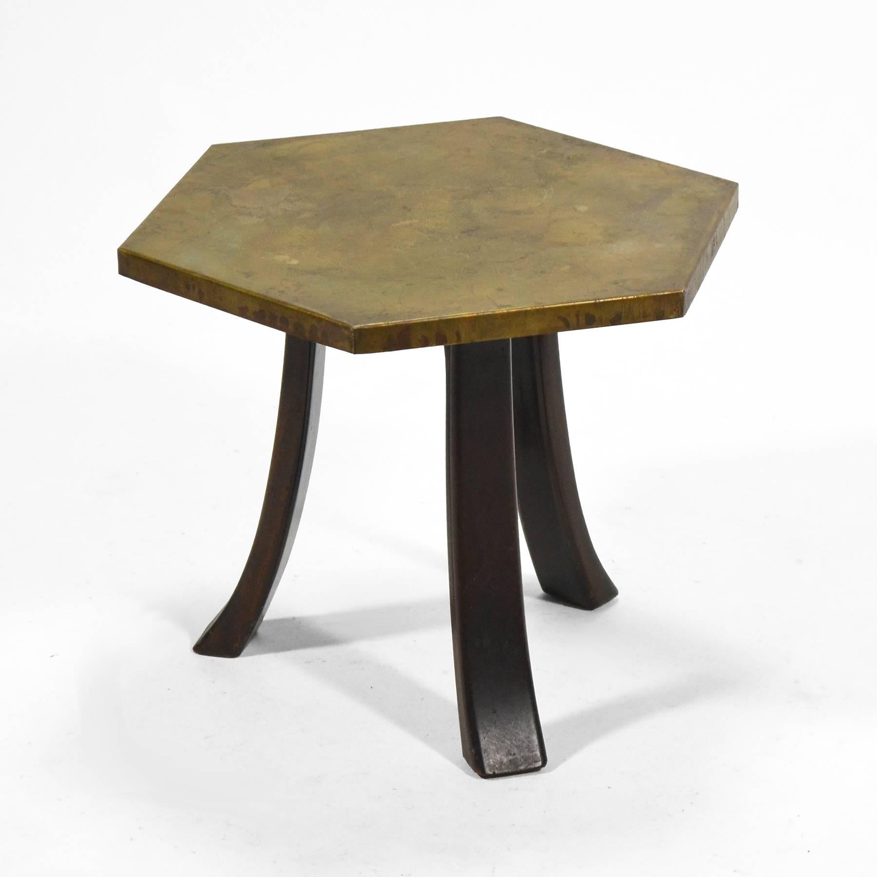 Mid-Century Modern Harvey Probber Hexagonal Side Table with Bronze Top