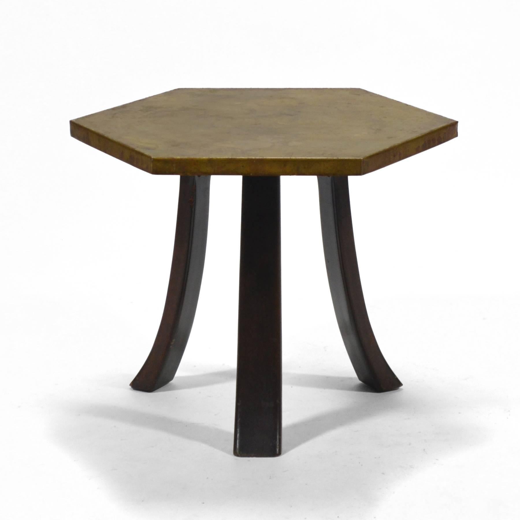 American Harvey Probber Hexagonal Side Table with Bronze Top