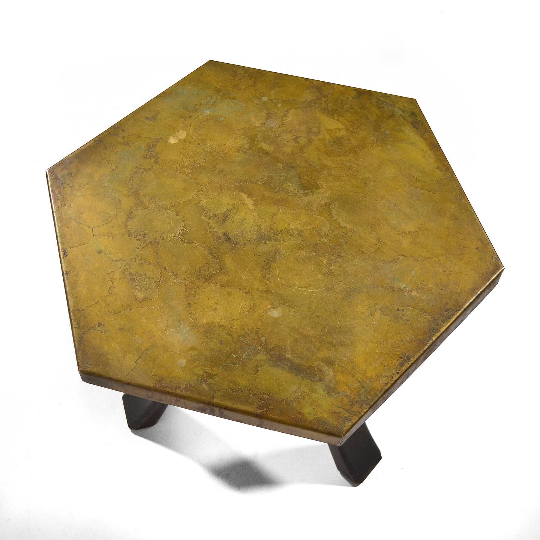 Harvey Probber Hexagonal Side Table with Bronze Top 1