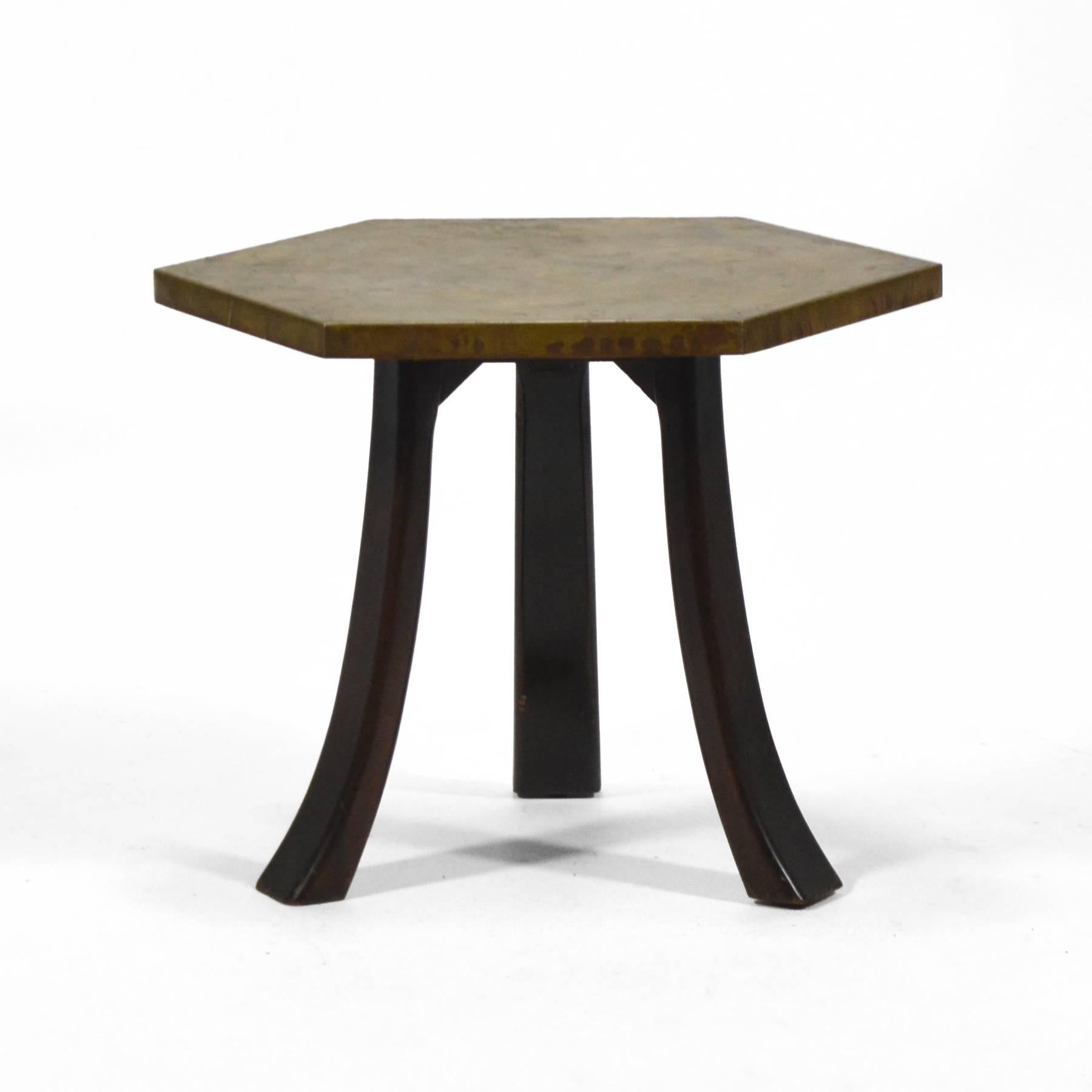 Harvey Probber Hexagonal Side Table with Bronze Top 3
