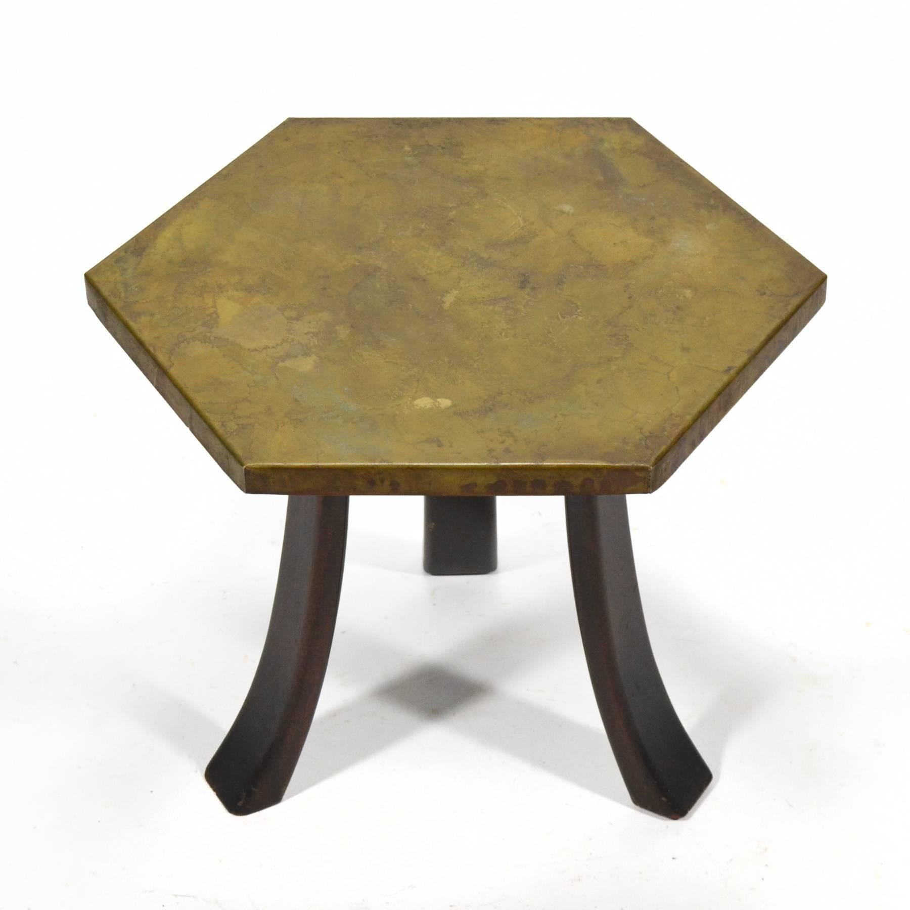 Harvey Probber Hexagonal Side Table with Bronze Top 4