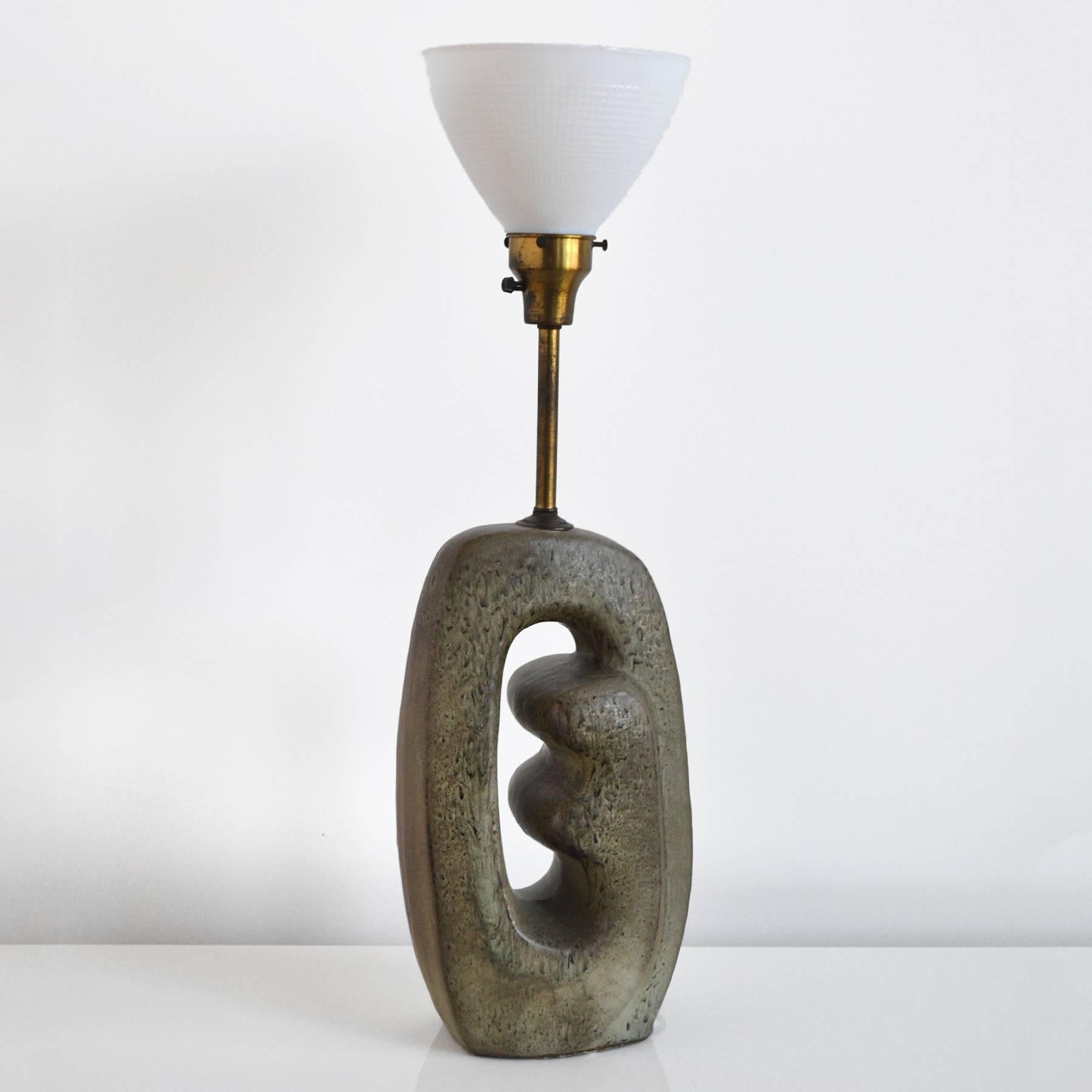 Mid-Century Modern 1950s Table Lamp with Sculptural Base