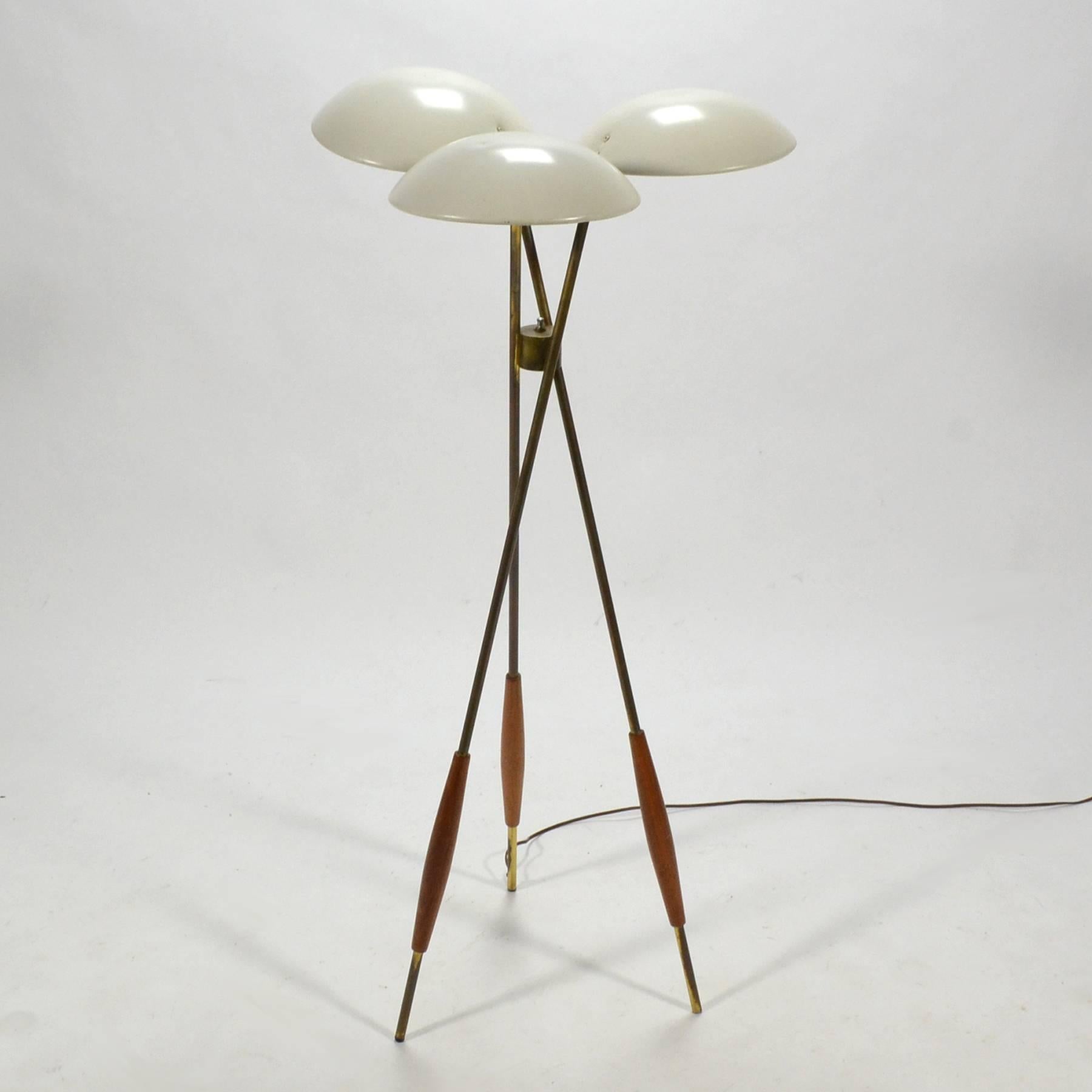 Brass Gerald Thurston Tripod Floor Lamp by Lightolier
