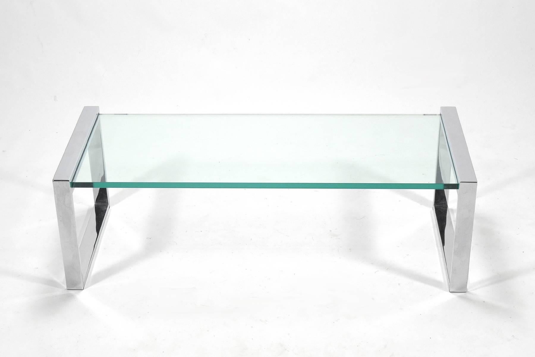 Plated Cy Mann Chrome and Glass Coffee Table