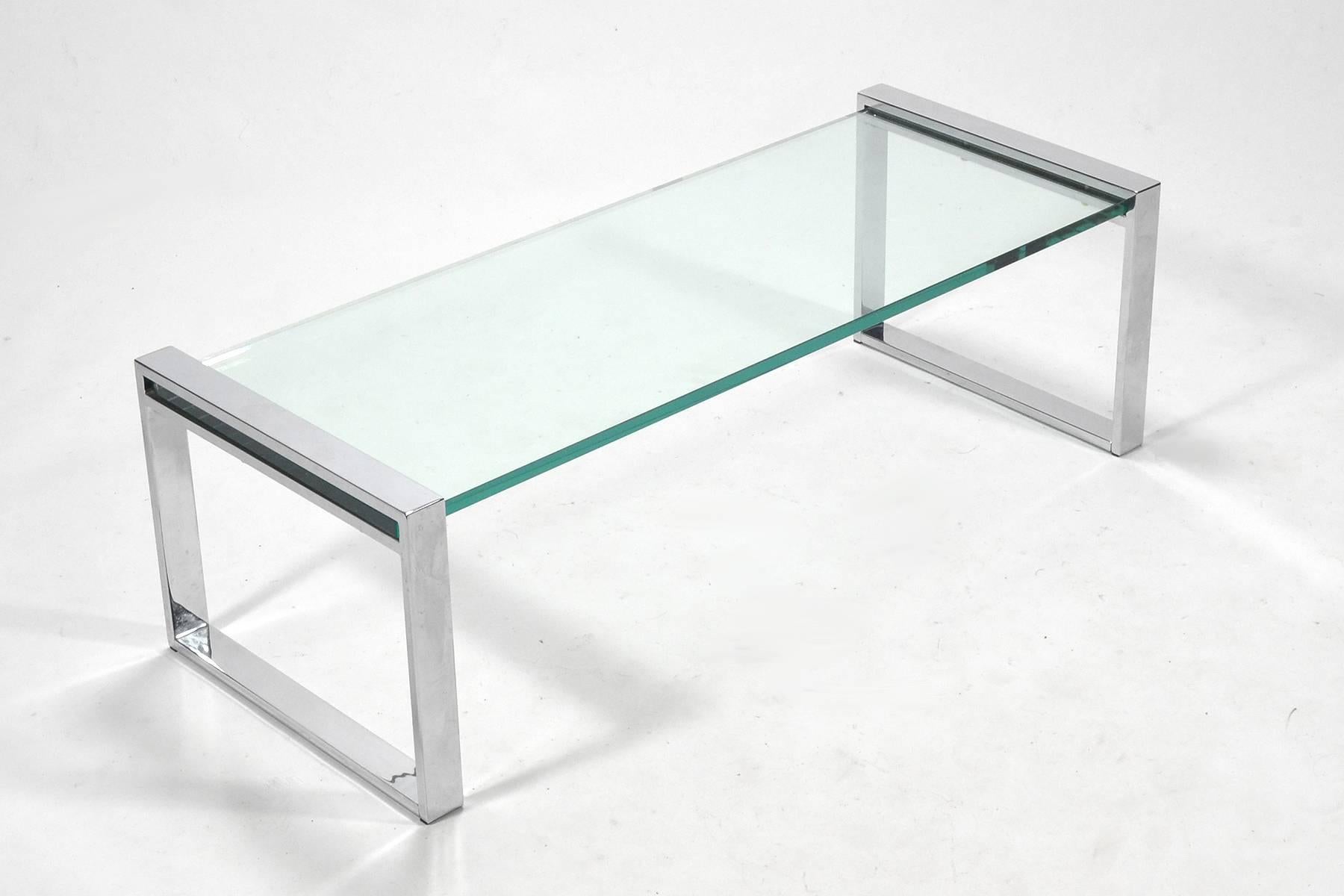 Late 20th Century Cy Mann Chrome and Glass Coffee Table