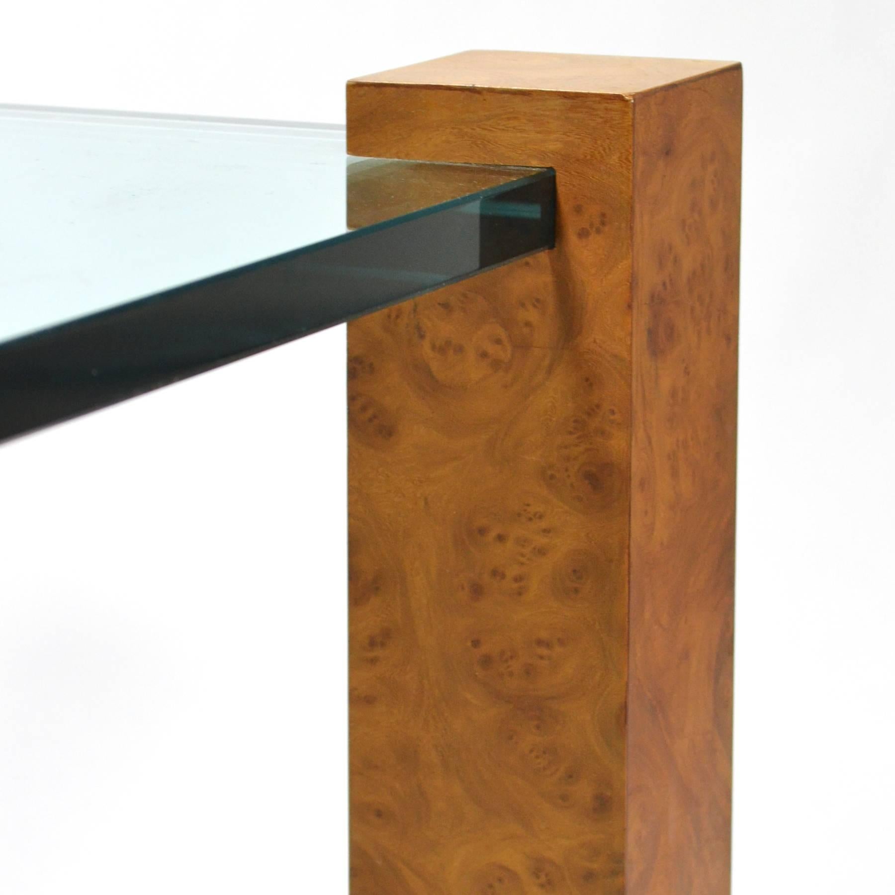 Glass Milo Baughman Cube Leg Table by Thayer Coggin For Sale