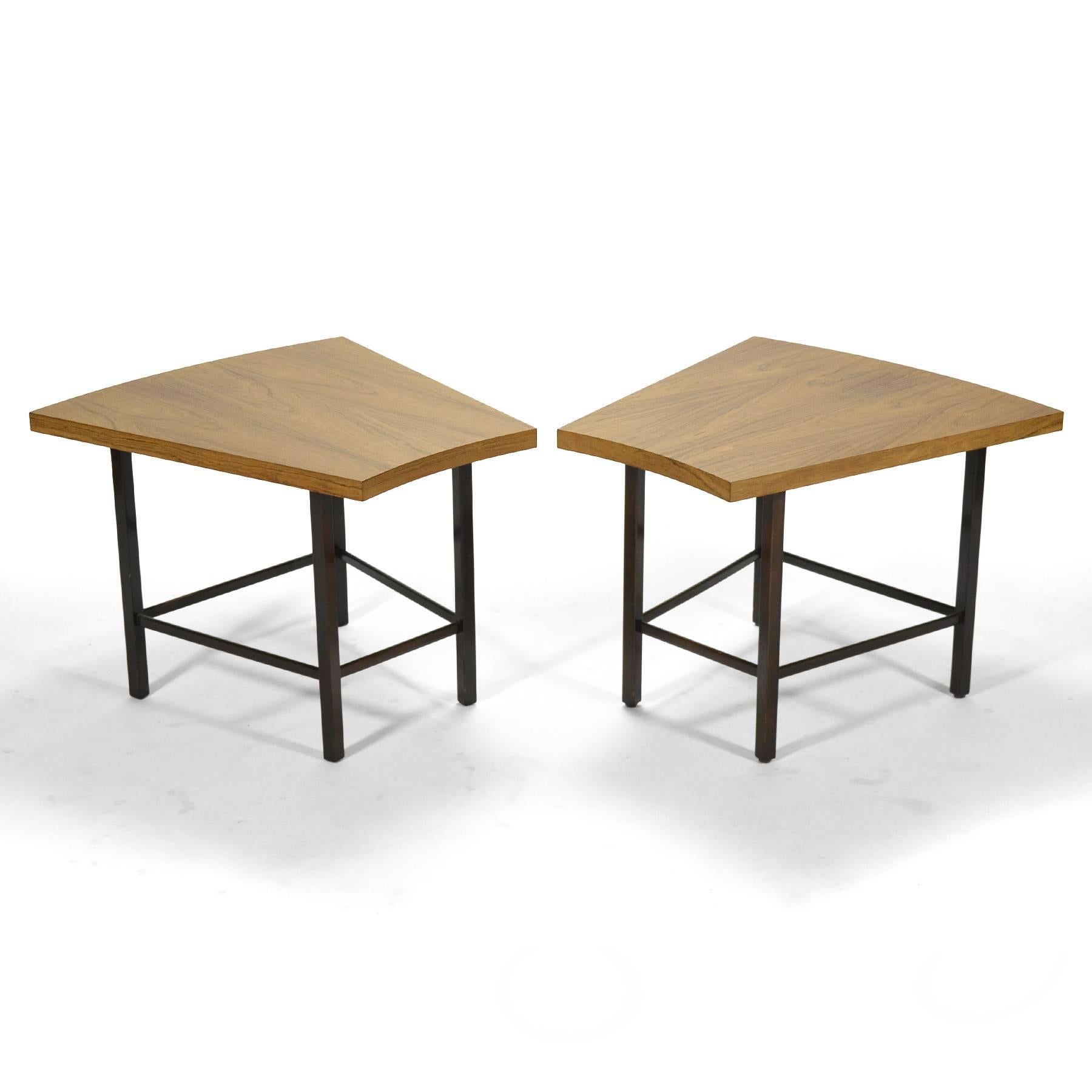 Rosewood Harvey Probber Pair of Trapezoidal Side or End Tables
