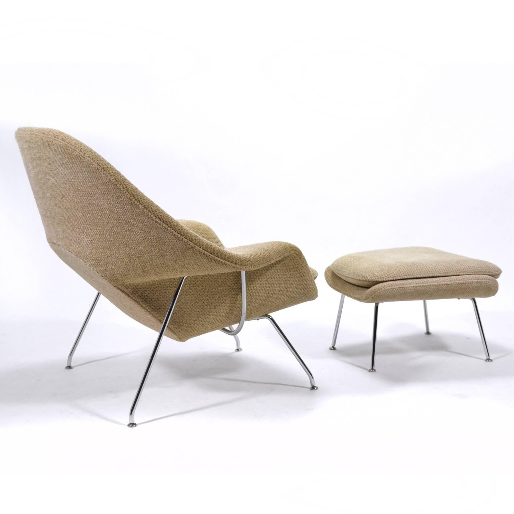 Steel Eero Saarinen Womb Chair and Ottoman by Knoll