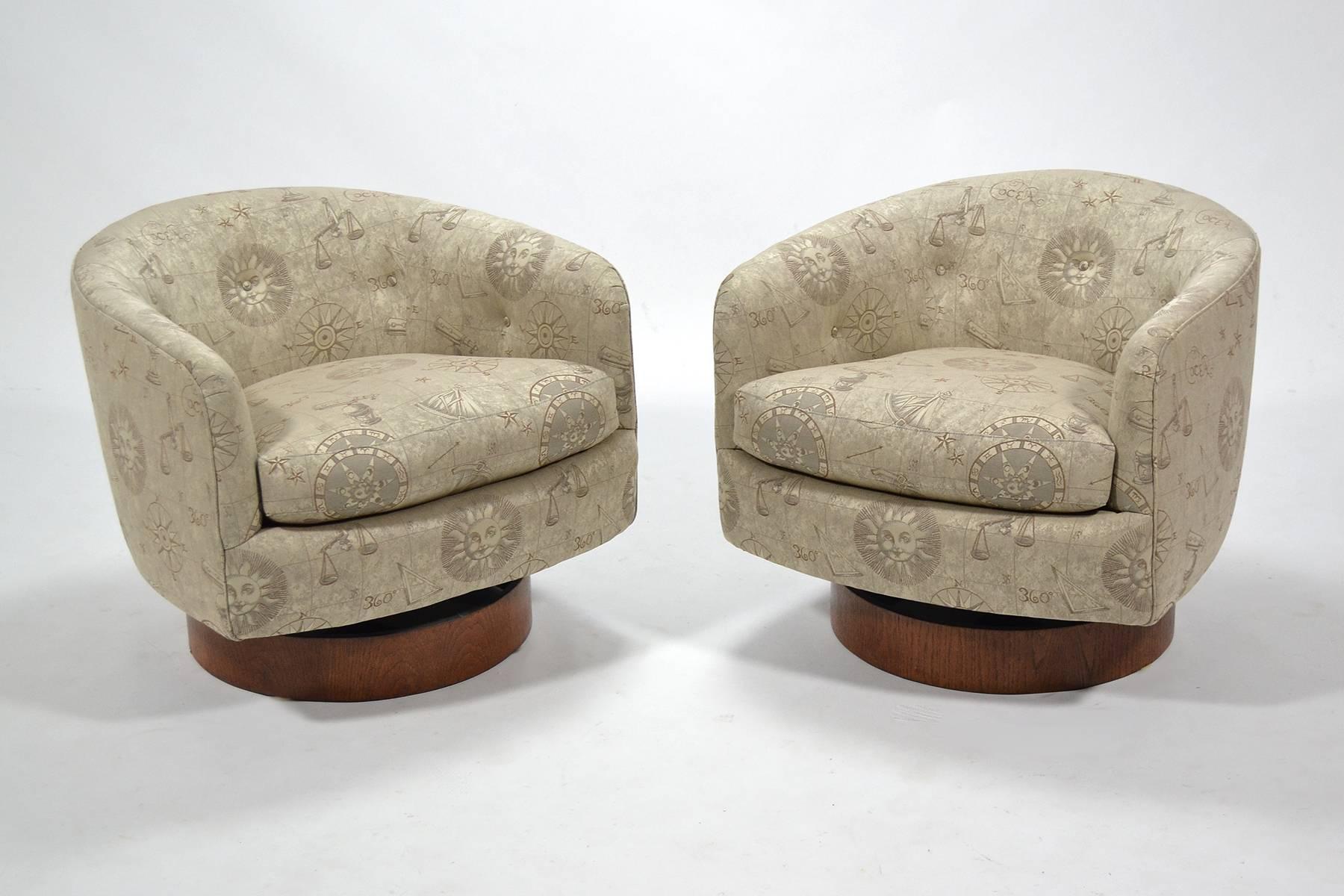 Mid-Century Modern Milo Baughman Barrel Back Chairs by Directional