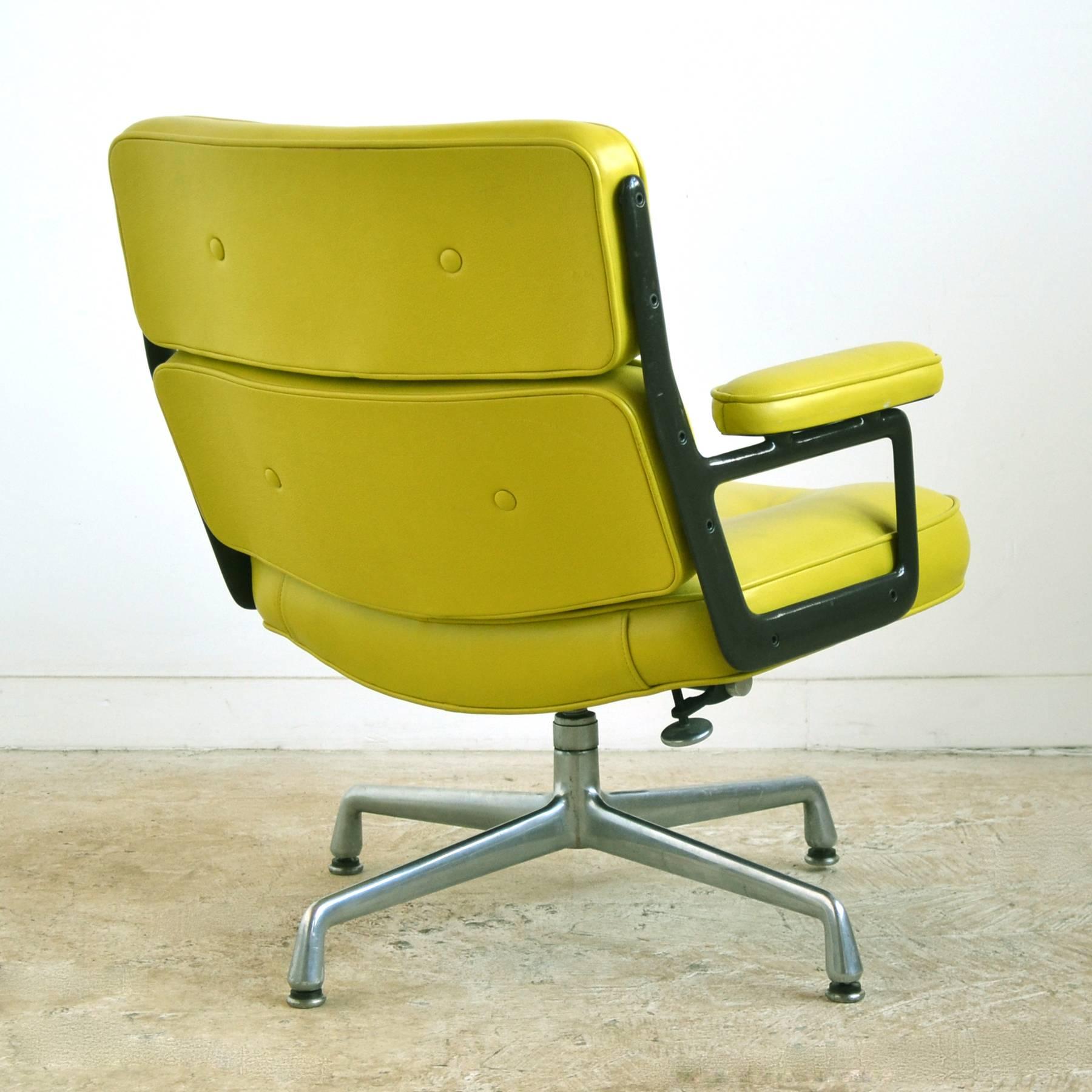 Mid-20th Century Eames Time-Life Chair with Green Leather by Herman Miller