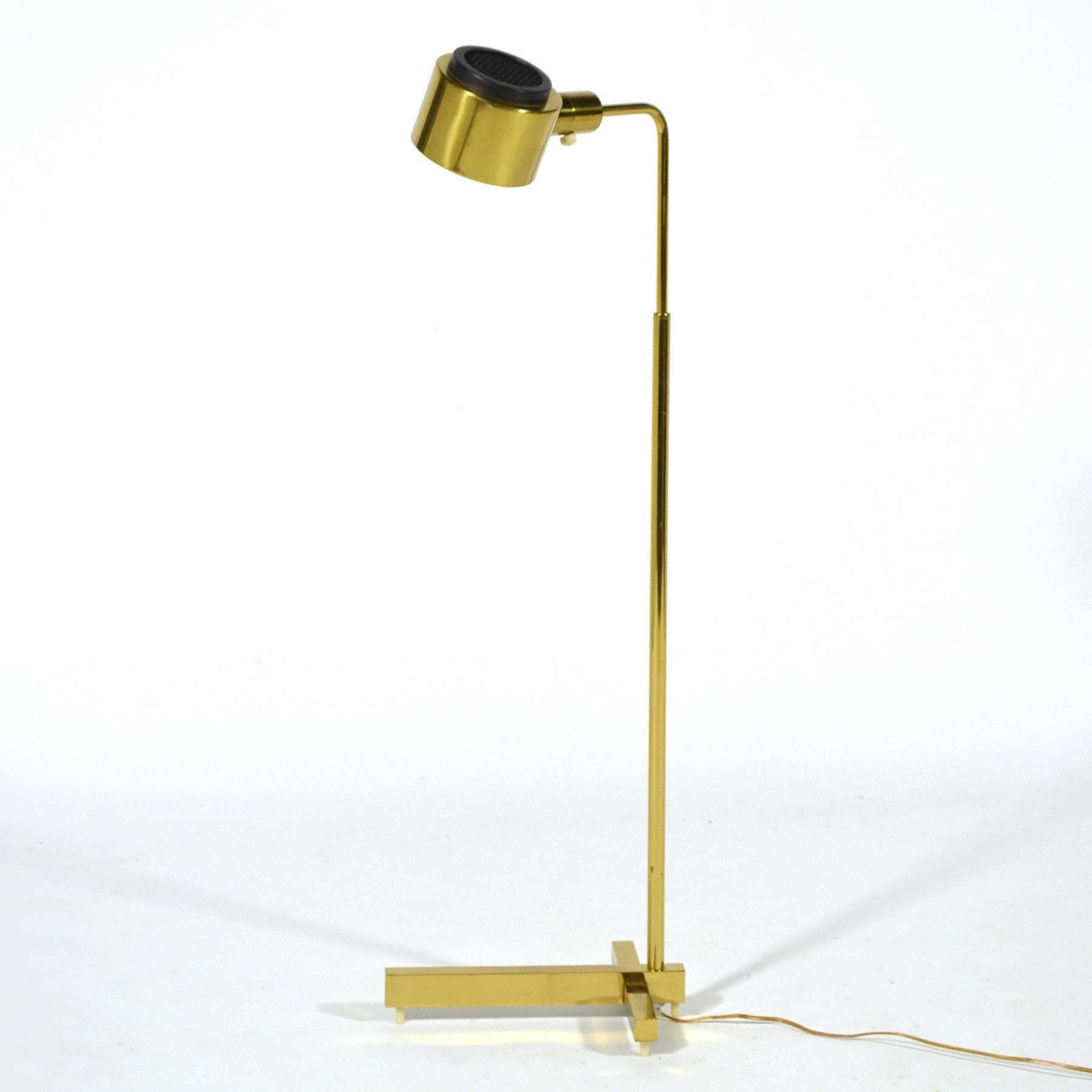 Mid-Century Modern Casella Adjustable Pharmacy Floor Lamp in Brass