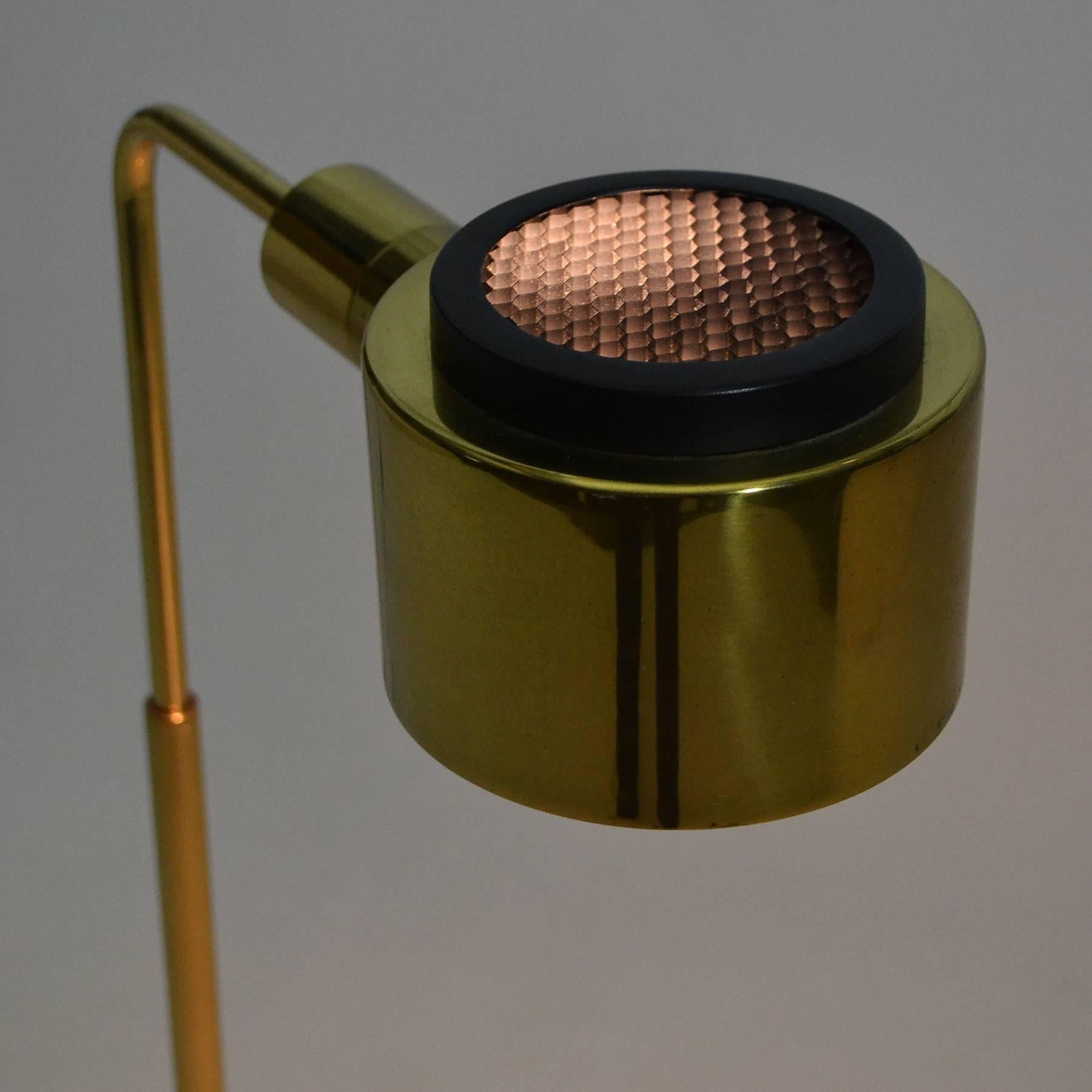 Late 20th Century Casella Adjustable Pharmacy Floor Lamp in Brass