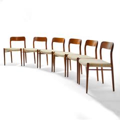 Niels O. Møller Set of Six Model 75 Chairs