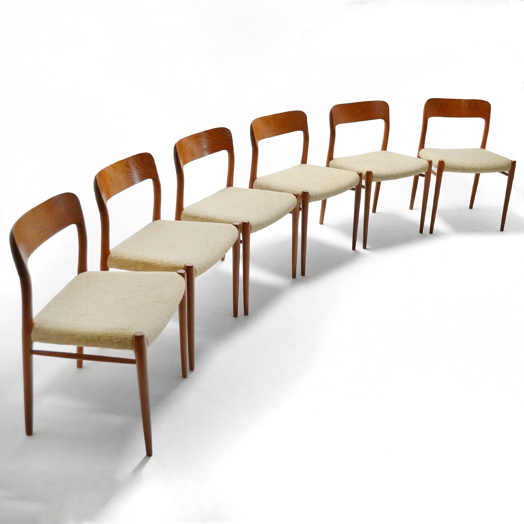 Mid-20th Century Niels O. Møller Set of Six Model 75 Chairs
